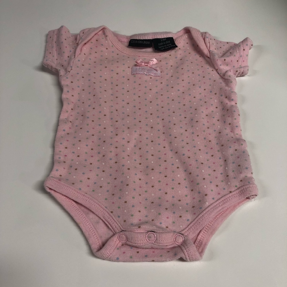 Calvin Klein Jeans Girls Polka Dot Bodysuit Pink and Blue 3-6 Months